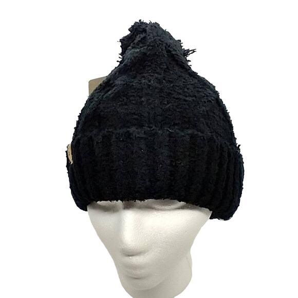 Knit beanie black with pompom - Picture 1 of 9